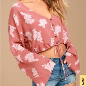 Lulus Rose Floral Print Crop Top